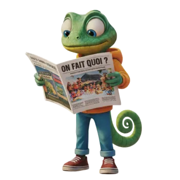 Mascotte caméléon ON FAIT QUOI ?